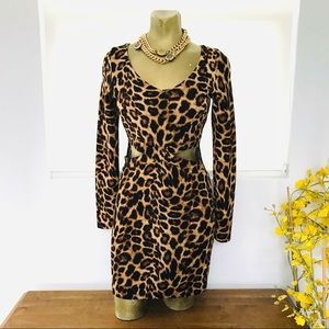 Top Chic LEOPARD Print CUT OUT Waist DRESS Medium